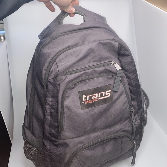 Trans By Jansport Backpack Bookbag Black Gray Plaid 17"x18"x6" - Picture 3 of 12